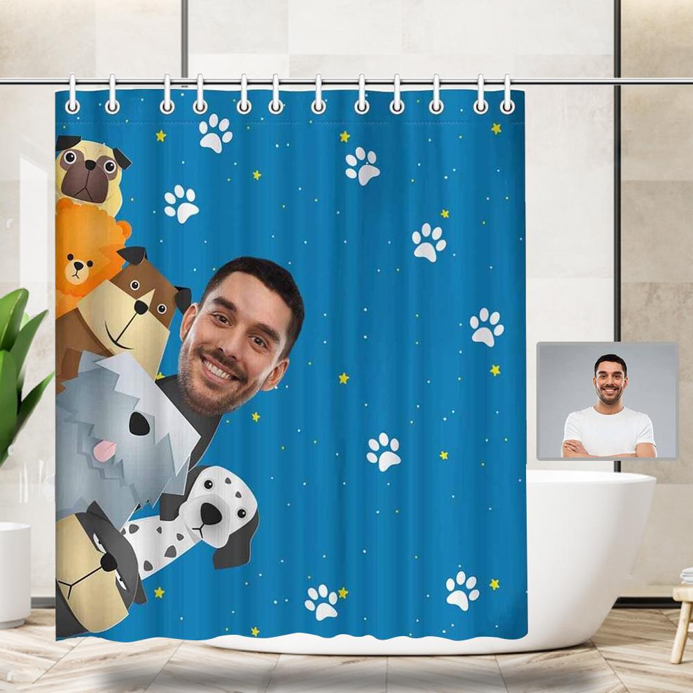 Custom Custom Face Cartoon Dog Shower Curtain 66"x72" - YesCustom