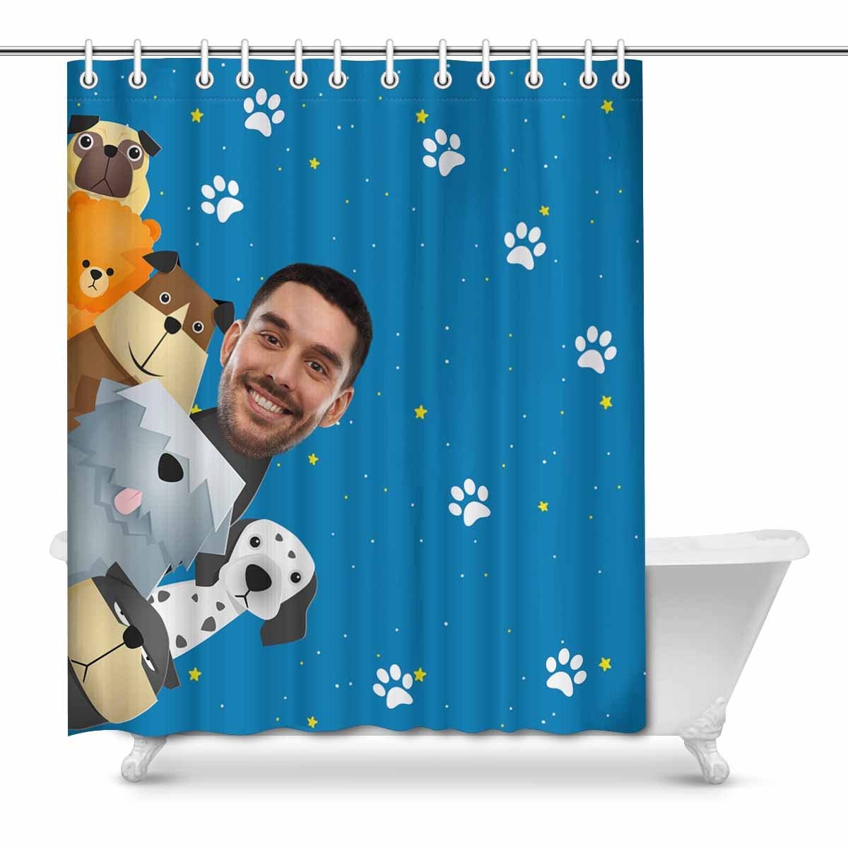 Custom Custom Face Cartoon Dog Shower Curtain 66"x72" - YesCustom