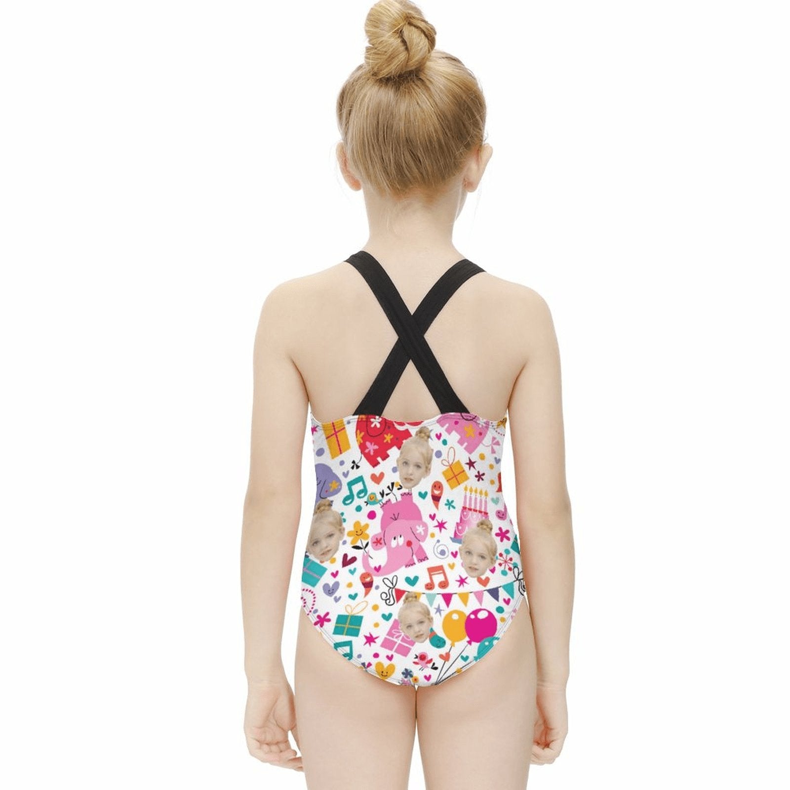 Custom Custom Face Cartoon Elephant Kid's Swimsuit - YesCustom