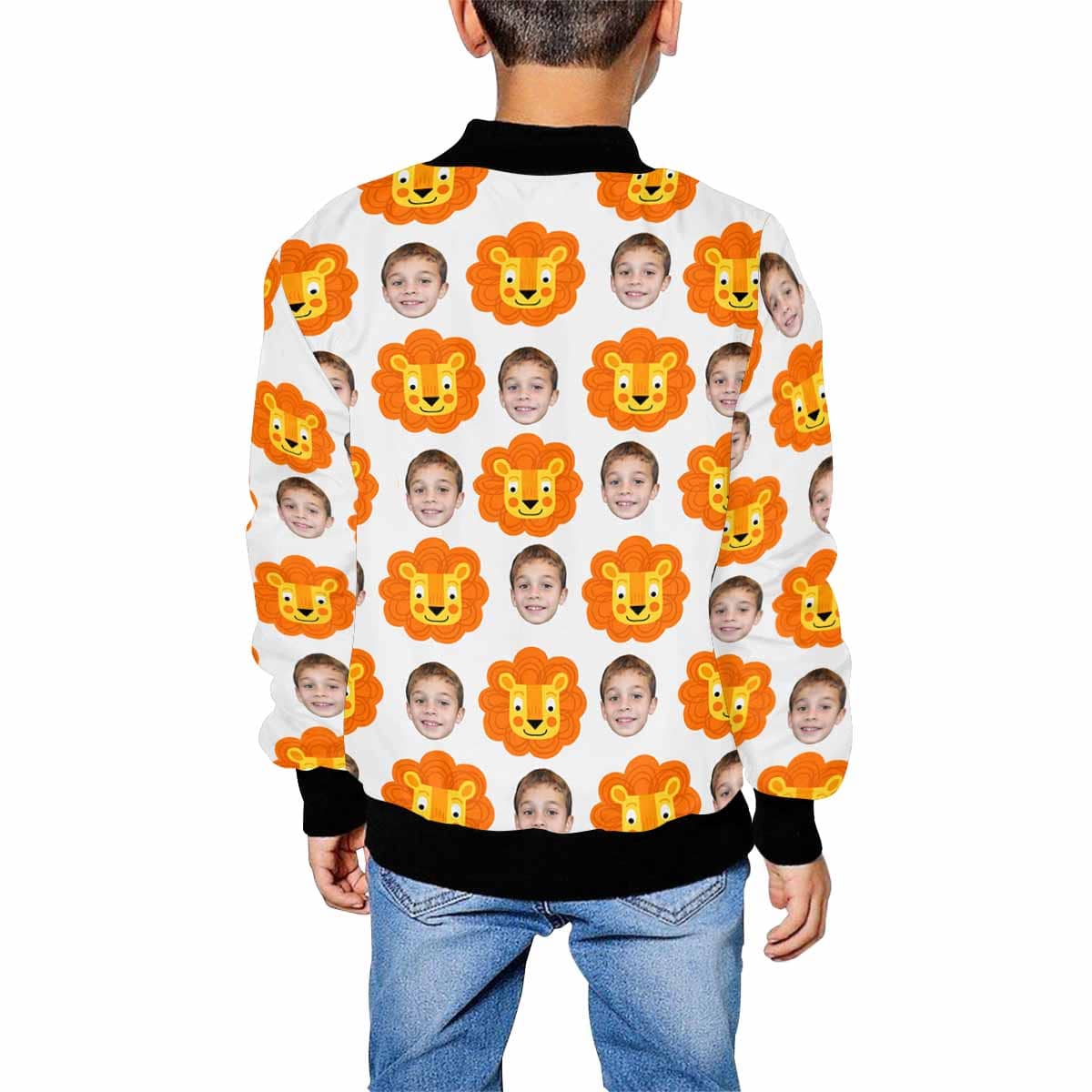 Custom Custom Face Cartoon Lion Kid's All Over Print Bomber Jacket - YesCustom