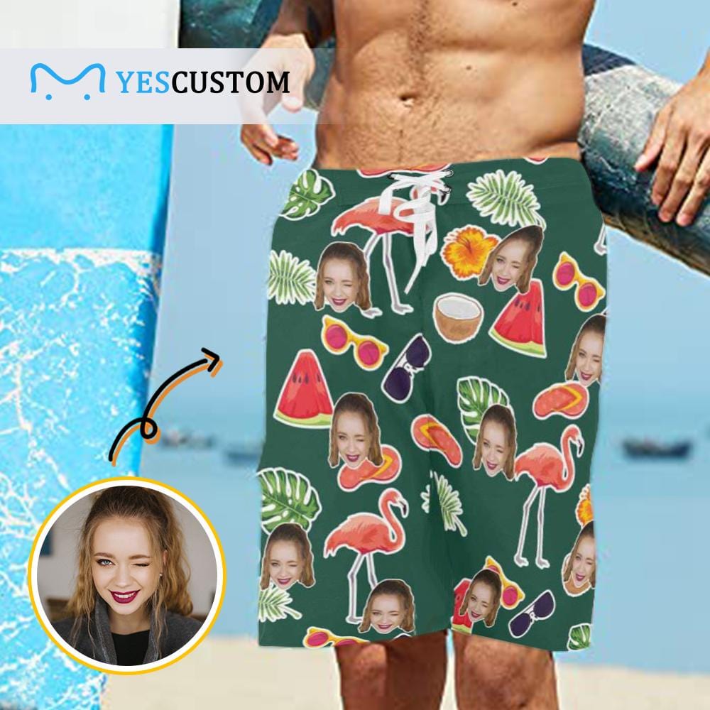 Custom Custom Face Cartoon Pattern Personalized Photo Men's All Over Print Casual Shorts - YesCustom
