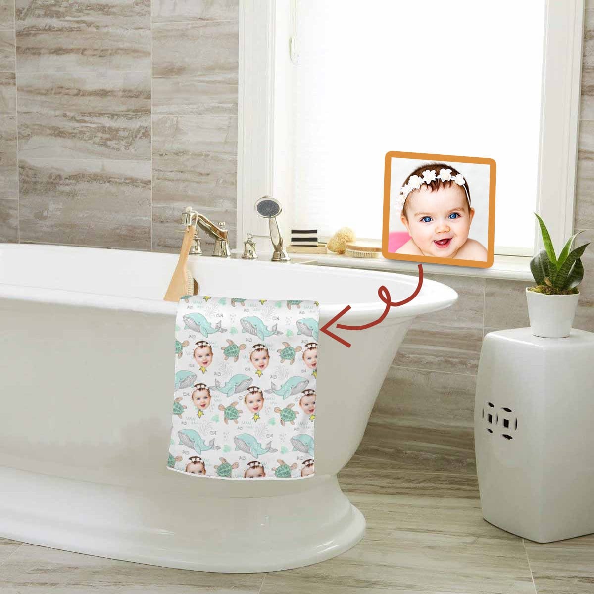 Custom Custom Face Cartoon Whale Bath Towel 30"x56" Beach Towel Kids Towel Pool Towel Camp Towel - YesCustom