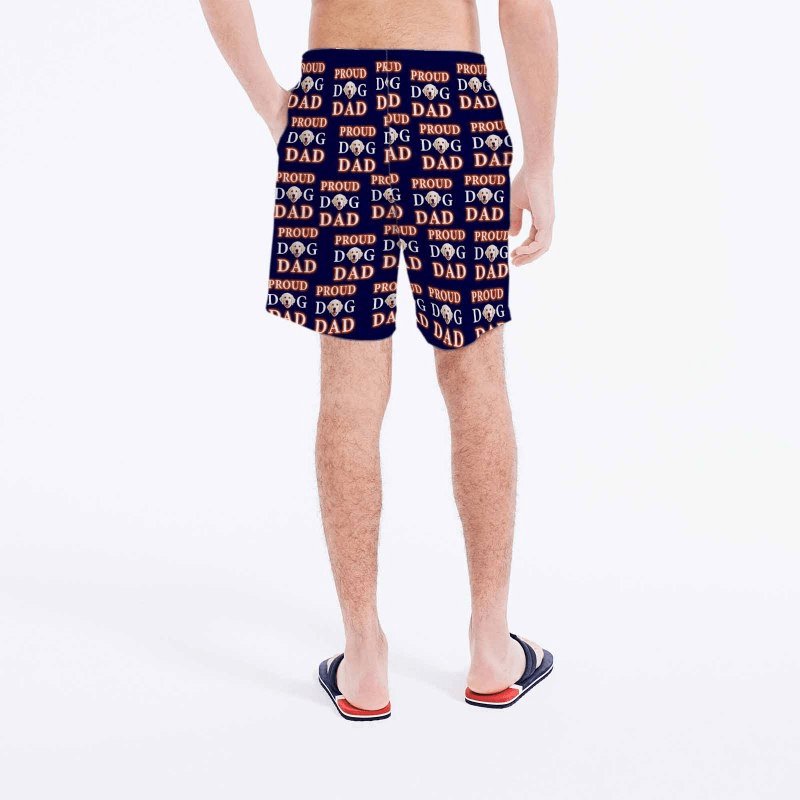 Custom Custom Face Cat Dad Men's Elastic Beach Shorts - YesCustom
