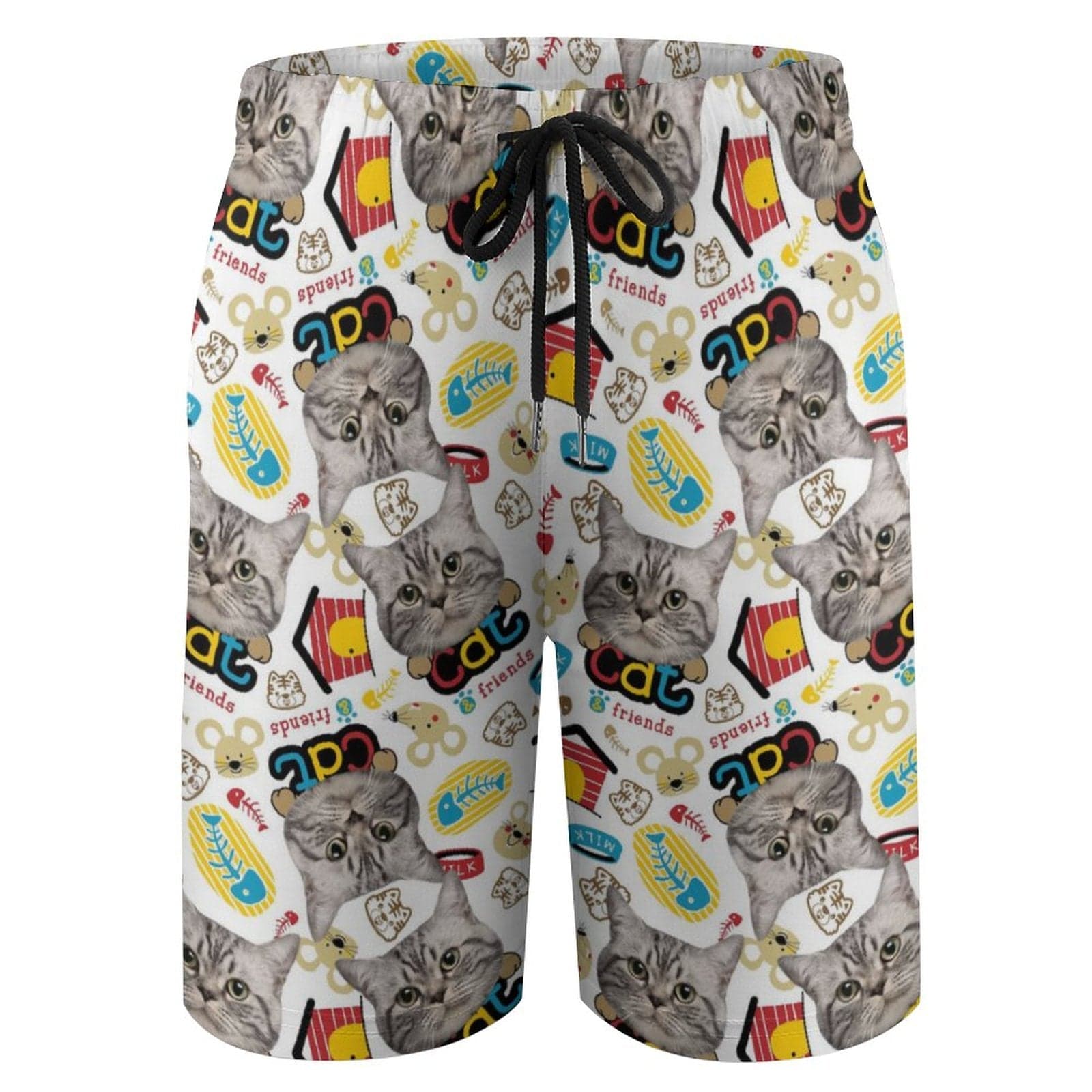 Custom Custom Face Cat Theme Teen Beach Shorts - YesCustom