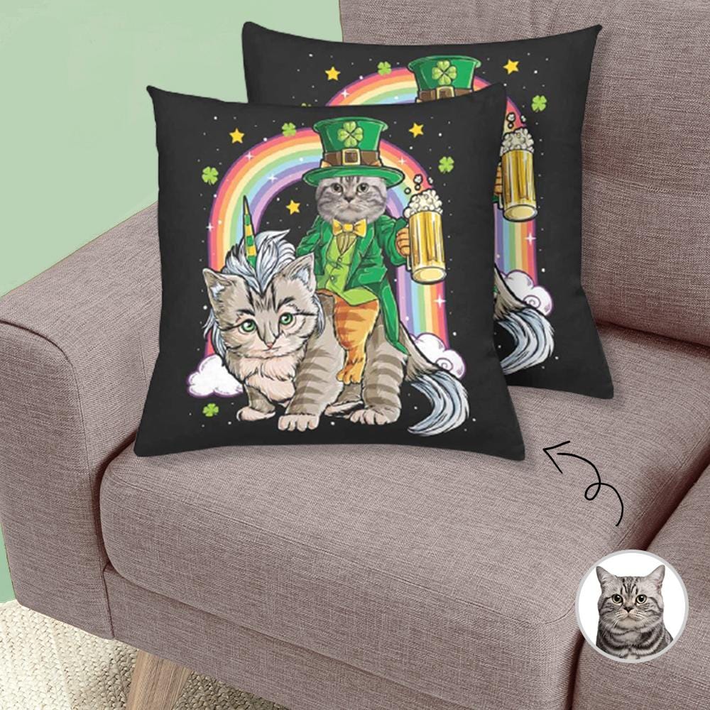 Custom Custom Face Cat Throw Pillow Cover Personalized Face Pillow Case Gift - YesCustom