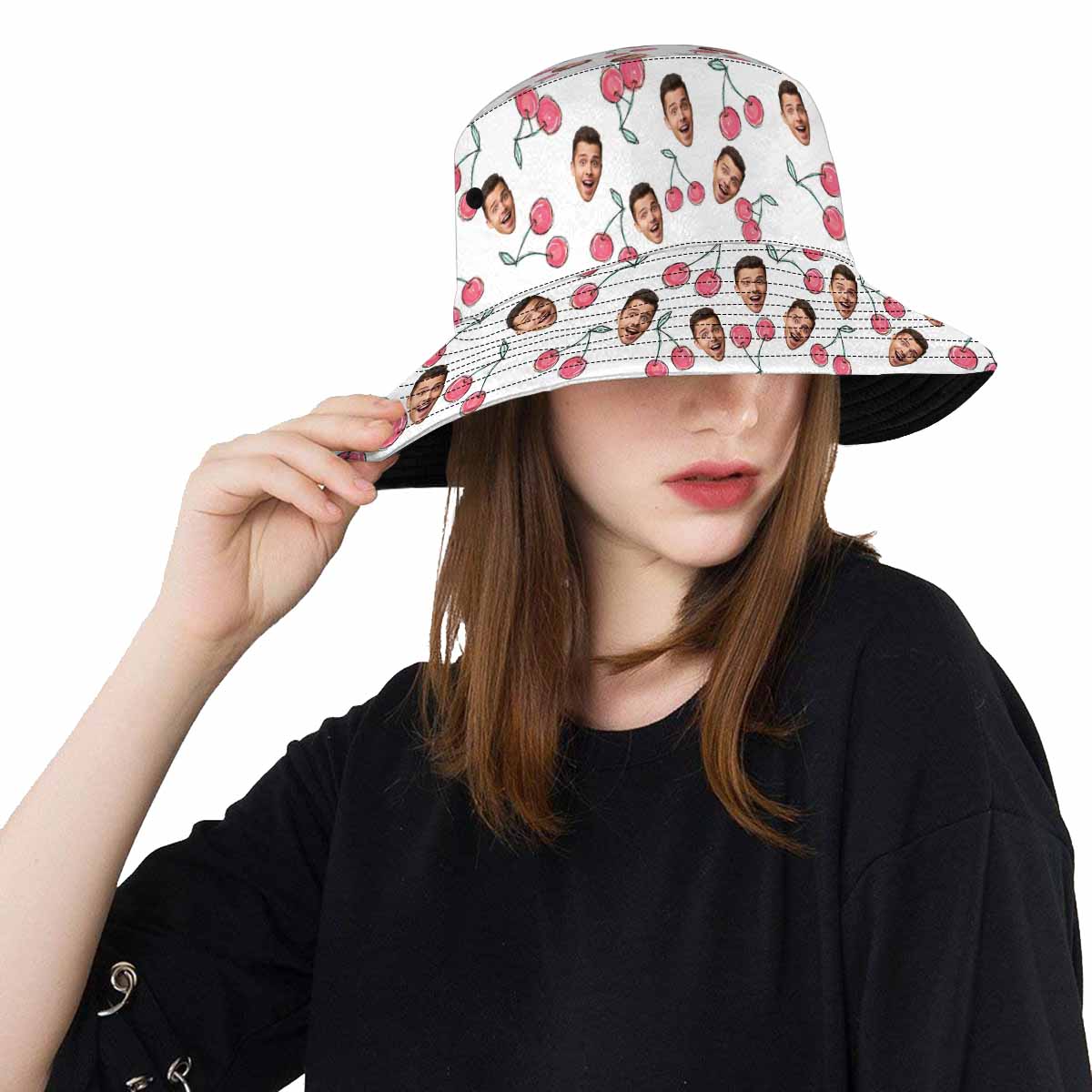 Custom Custom Face Cherry Unisex Bucket Boonie Hat - YesCustom