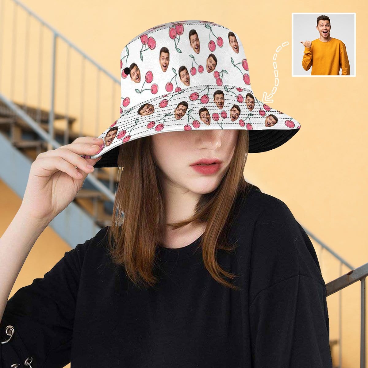 Custom Custom Face Cherry Unisex Bucket Boonie Hat - YesCustom