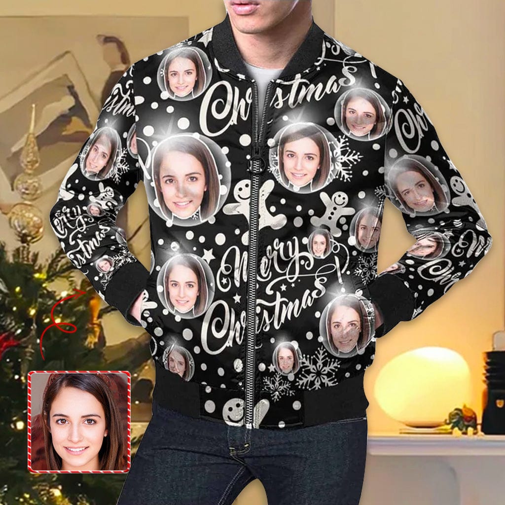 Custom Custom Face Christmas Bubble Men's Jacket - YesCustom