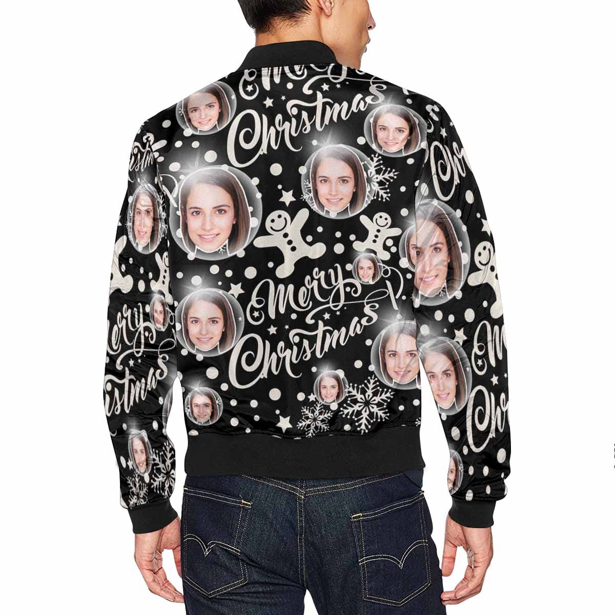 Custom Custom Face Christmas Bubble Men's Jacket - YesCustom