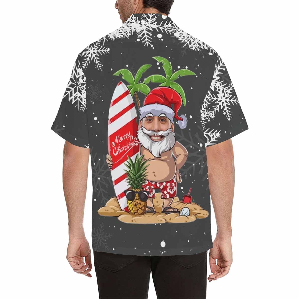Custom Custom Face Christmas Coconut Tree Men's Hawaiian Shirt Made for You Custom Shirt - YesCustom