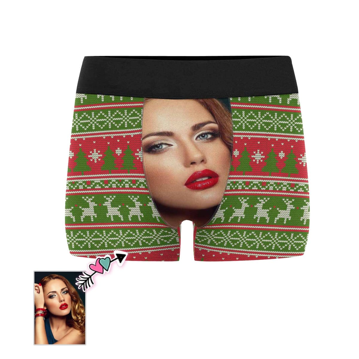 Custom Custom Face Christmas Colours Men's Boxer Briefs Print Your Own Personalized Underwear for Him - YesCustom