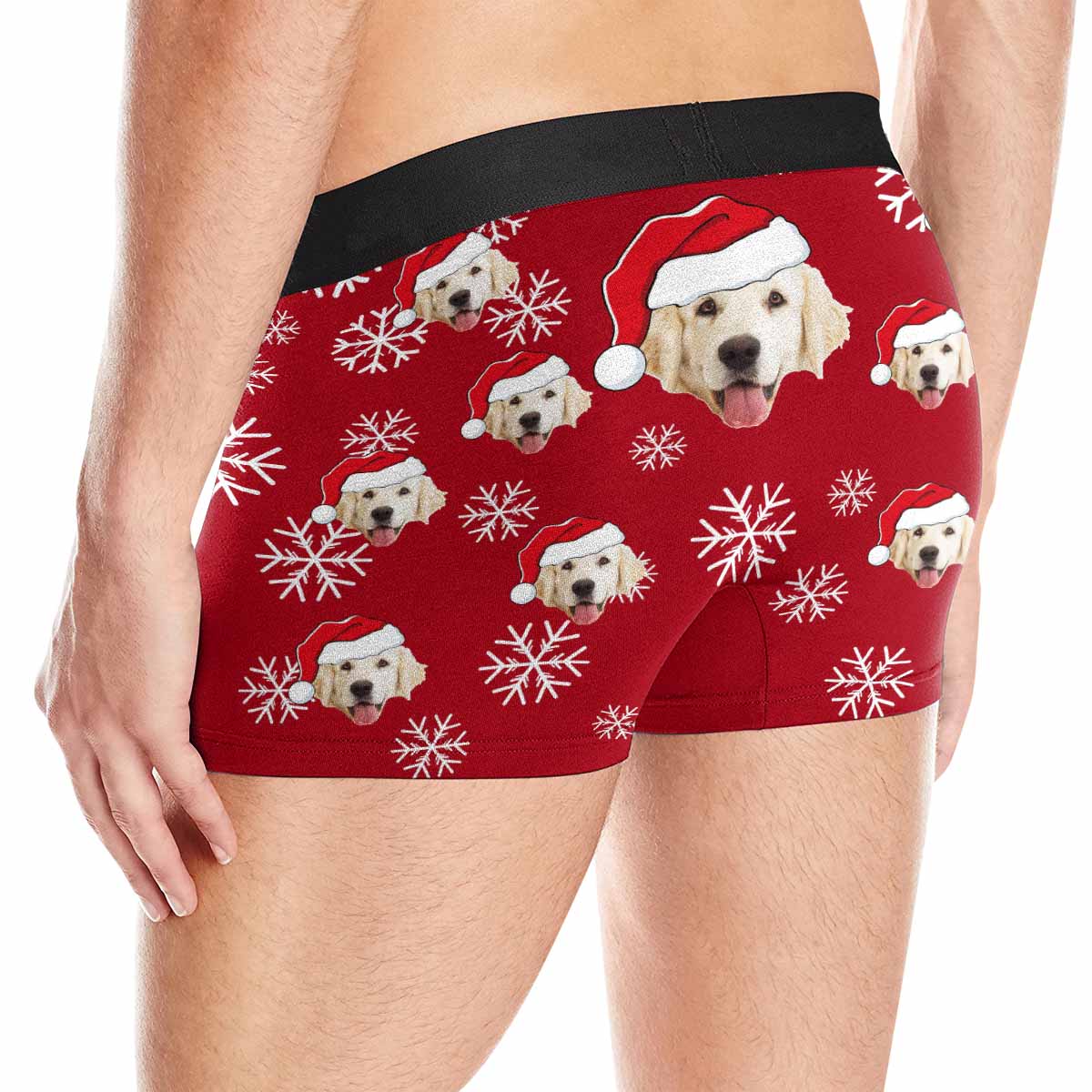 Custom Custom Face Christmas Dog Men's Print Boxer Briefs Put Your Face on Underwear with Custom Image - YesCustom