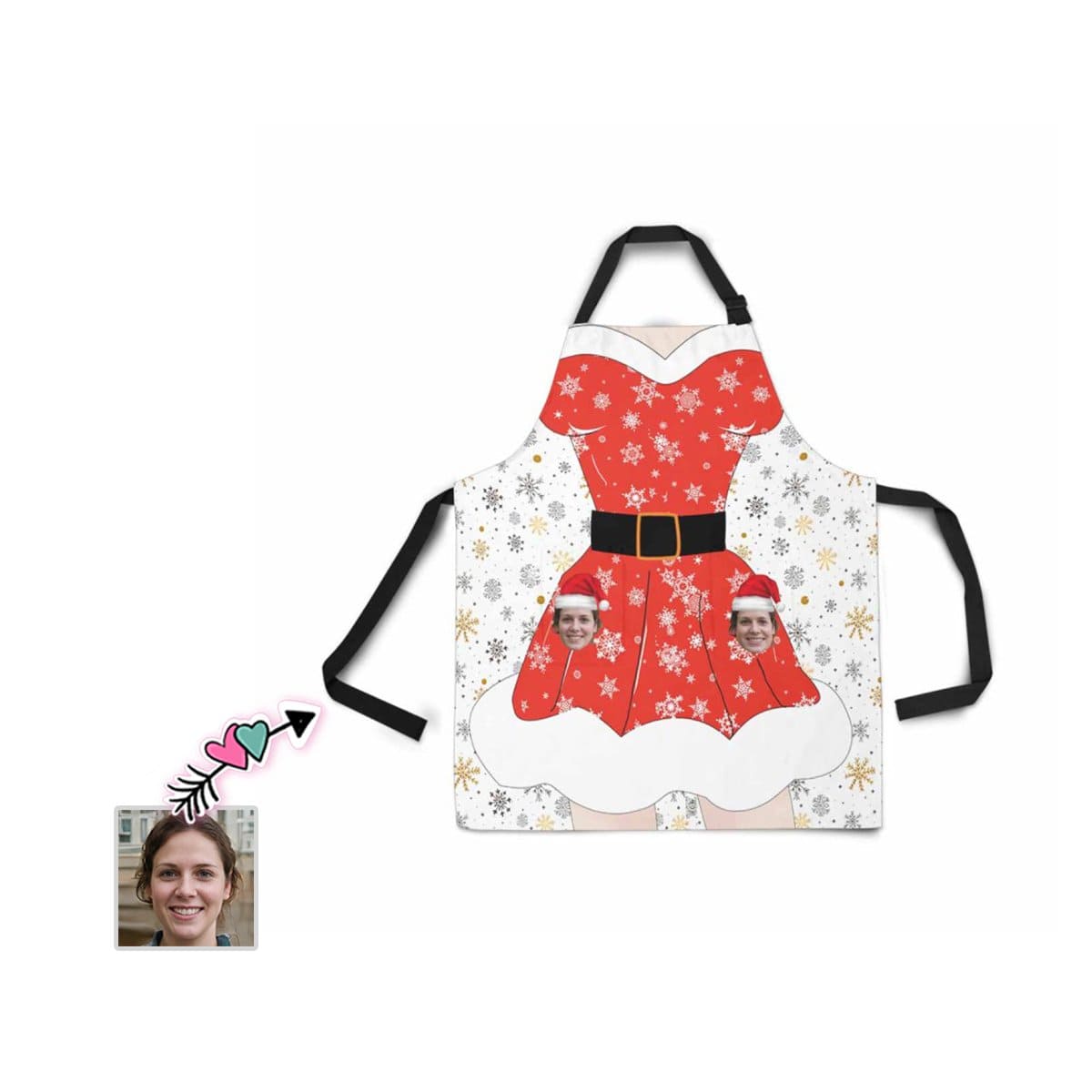 Custom Custom Face Christmas Dress All Over Print Adjustable Apron - YesCustom