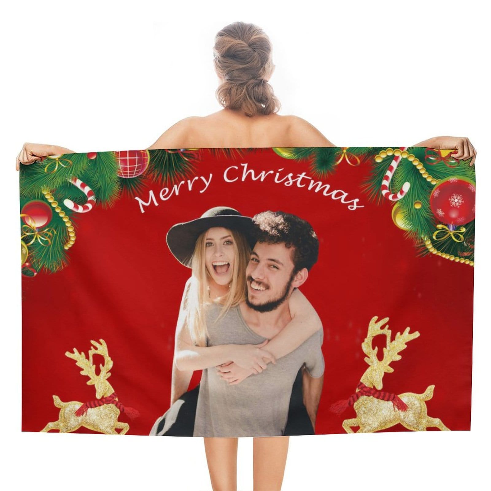 Custom Custom Face Christmas Elk Bath Towel 30"x56" Beach Towel Kids Towel Pool Towel Camp Towel - YesCustom
