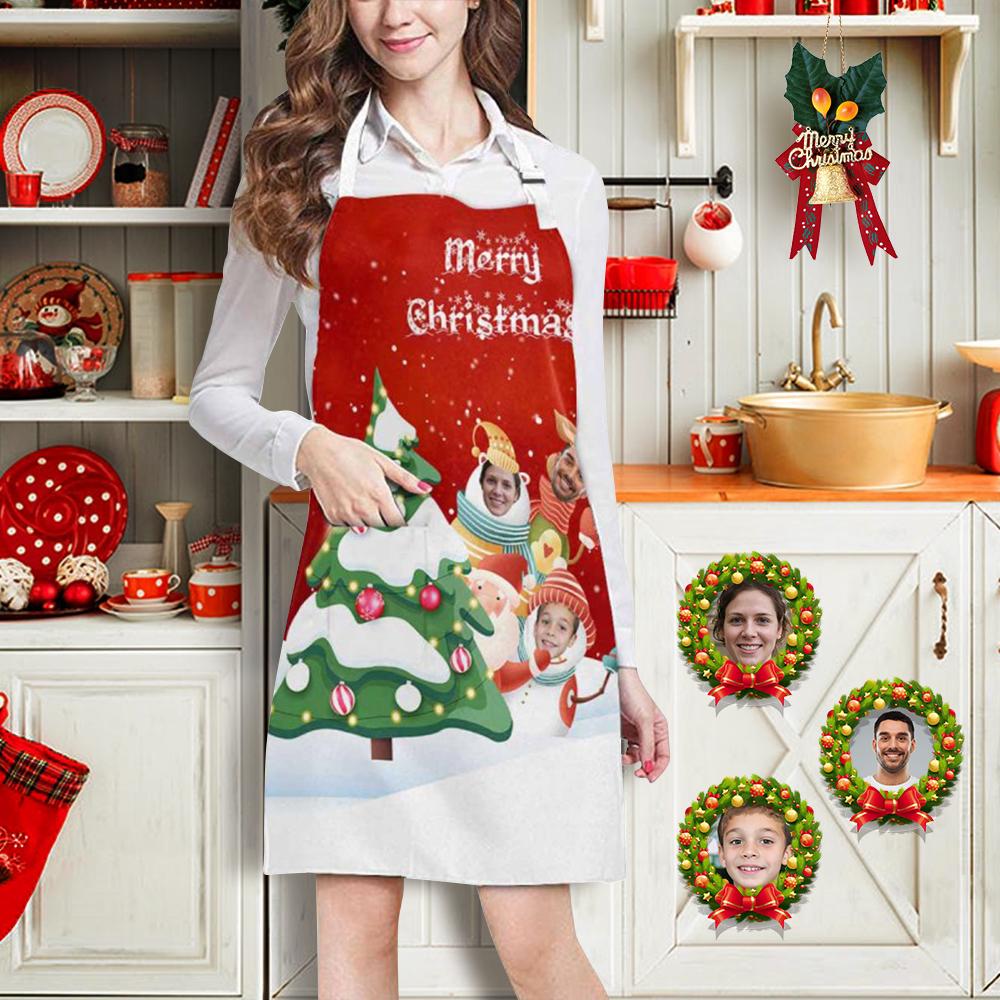 Custom Custom Face Christmas Family All Over Print Adjustable Apron - YesCustom