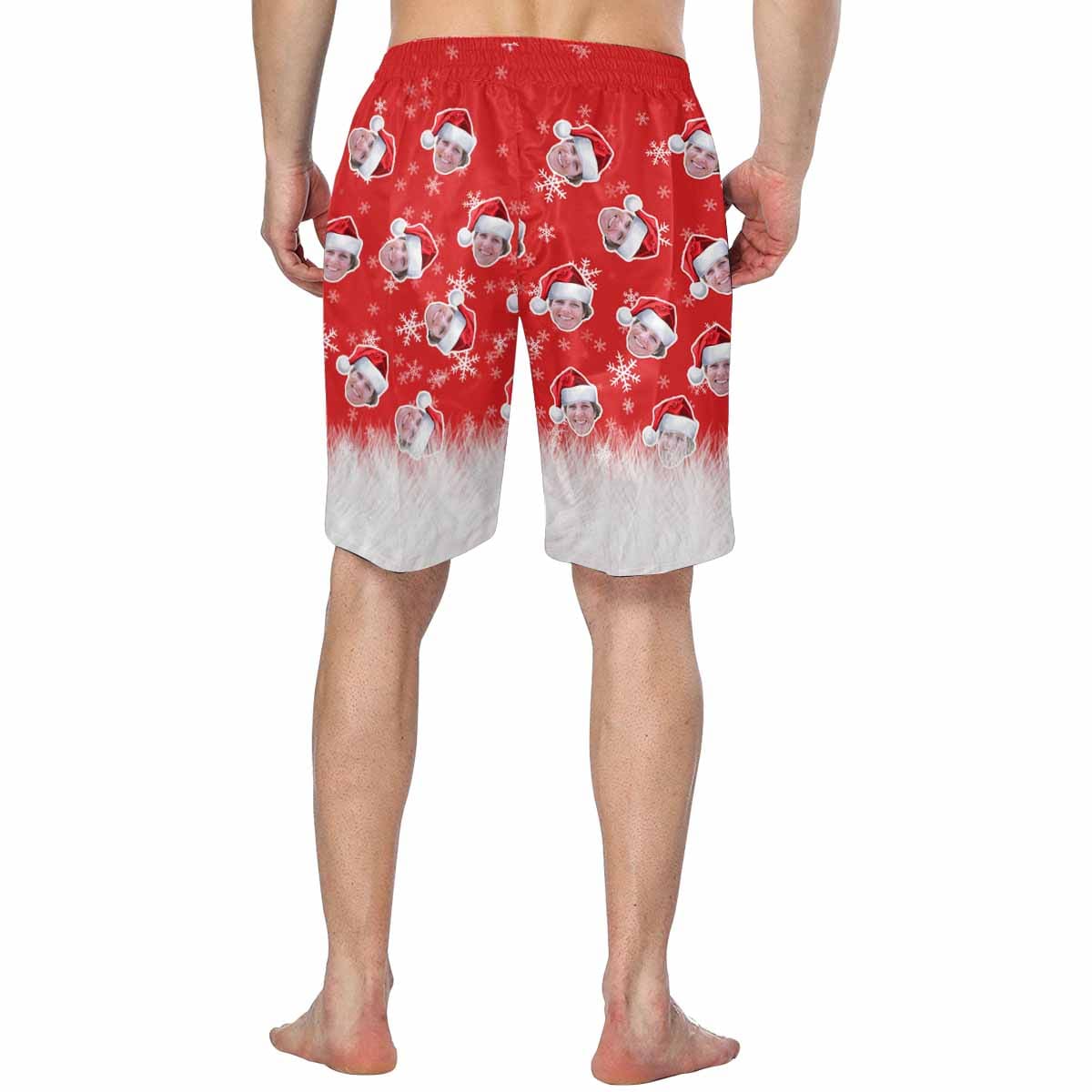Custom Custom Face Christmas Feather Men's Beach Shorts - YesCustom
