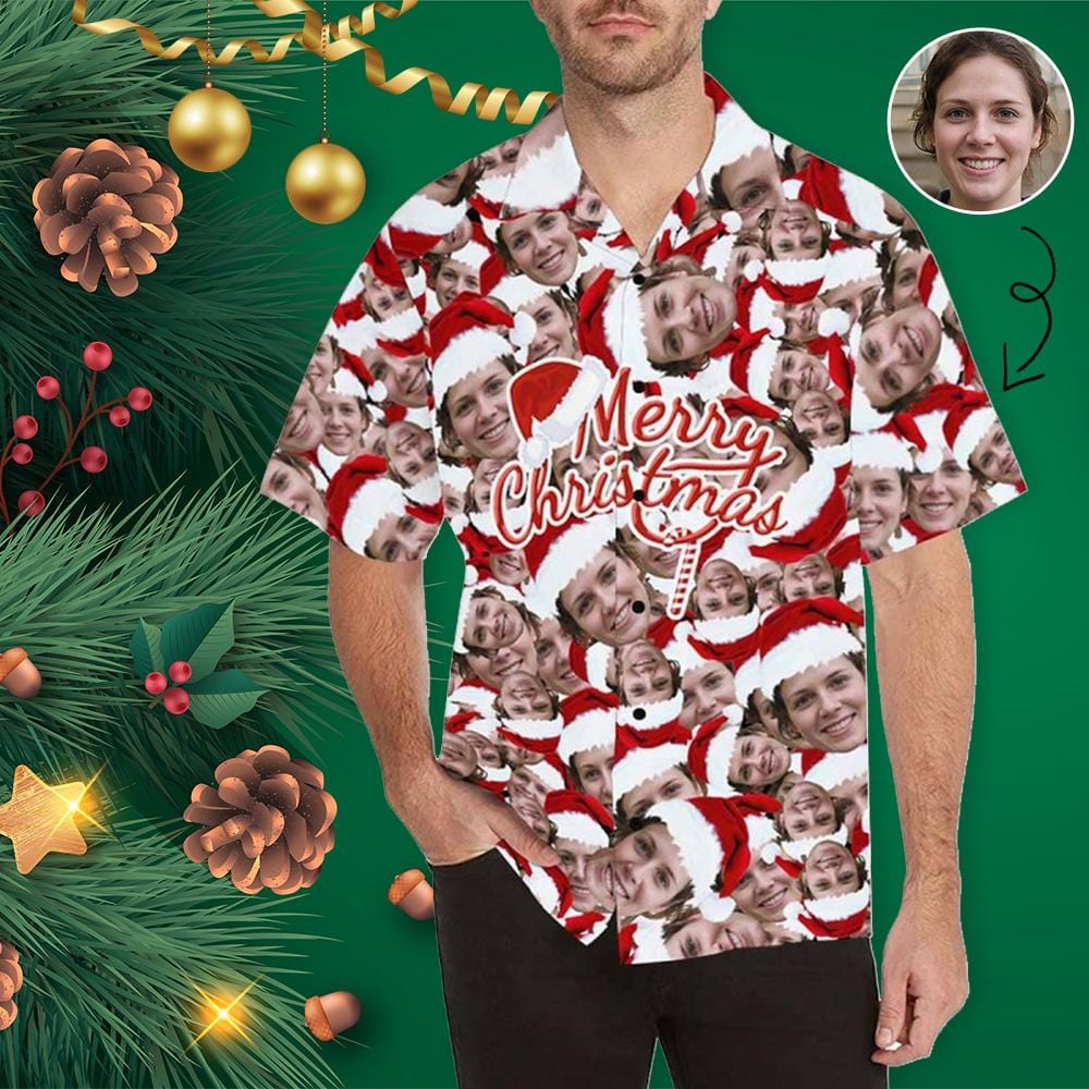 Custom Custom Face Christmas For You Men's All Over Print Hawaiian Shirt - YesCustom