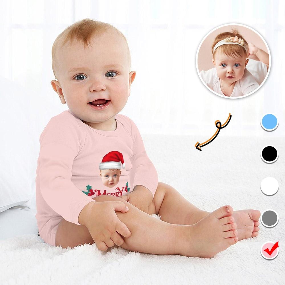 Custom Custom Face Christmas Gift Infant Bodysuit One Piece Jumpsuit Personalized Long Sleeve Rompers Baby Clothes - YesCustom