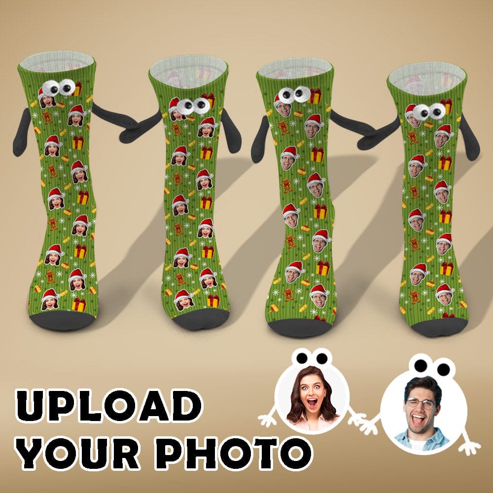 Custom Custom Face Christmas Gifts Magnetic Holding Hands Socks Suction Funny Big Eye Socks - YesCustom