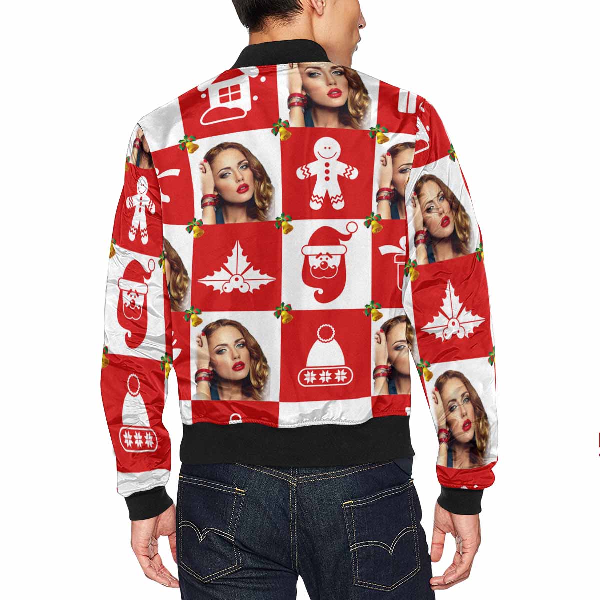 Custom Custom Face Christmas Gingerbread Men's Jacket - YesCustom