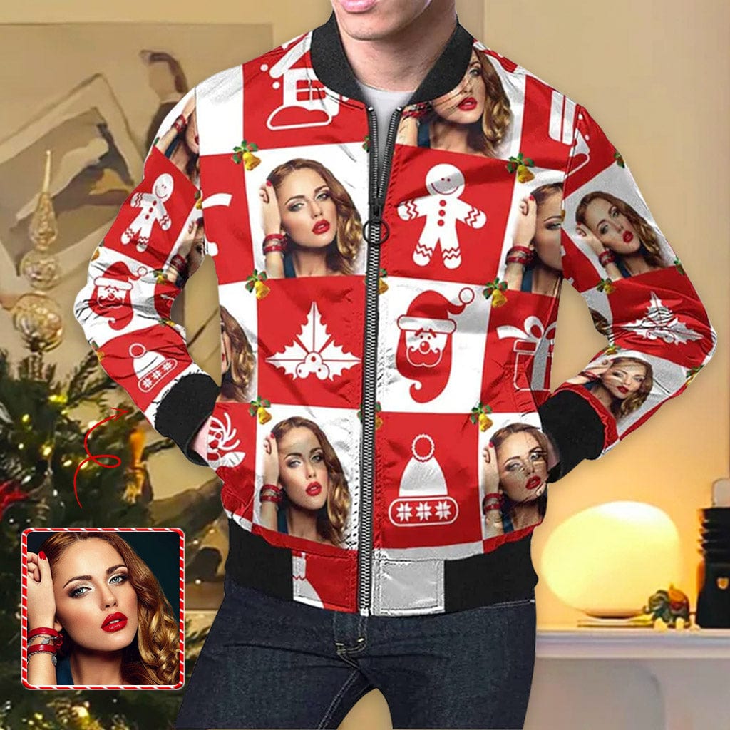 Custom Custom Face Christmas Gingerbread Men's Jacket - YesCustom