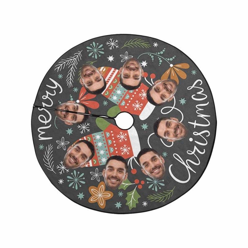 Custom Custom Face Christmas Gloves Christmas Tree Skirt - YesCustom