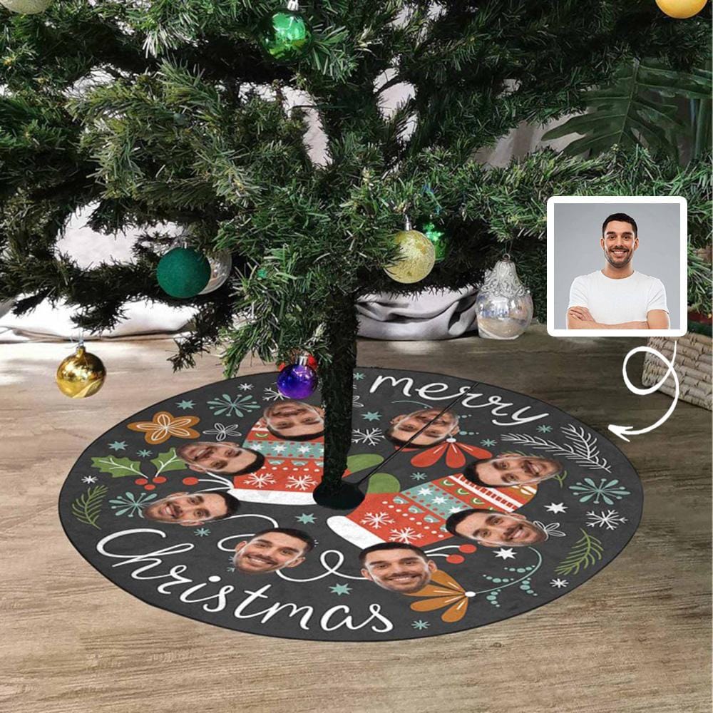 Custom Custom Face Christmas Gloves Christmas Tree Skirt - YesCustom