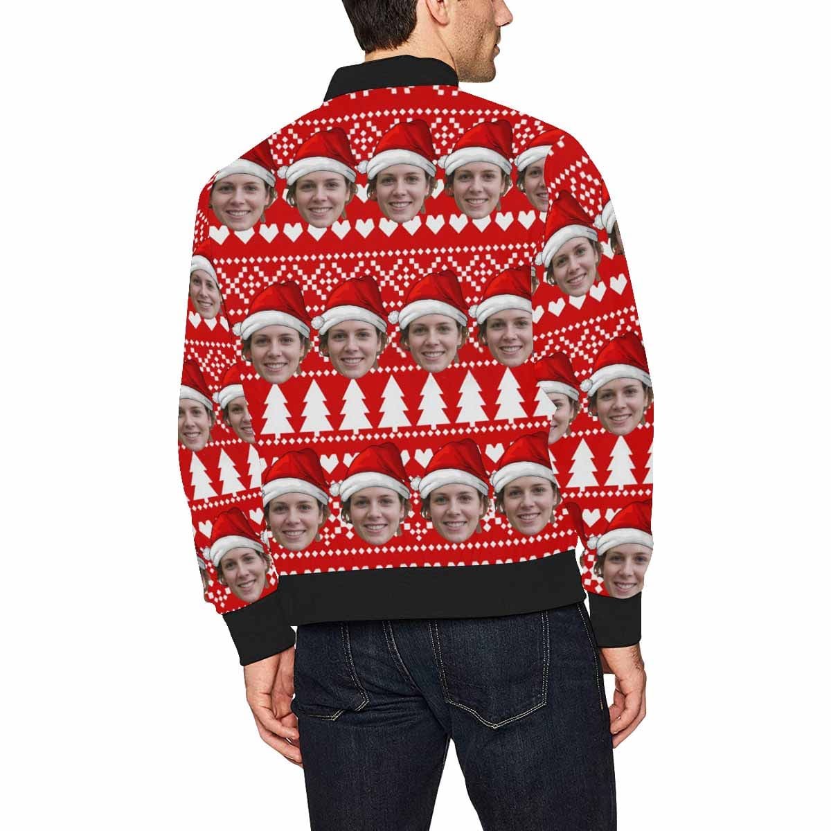 Custom Custom Face Christmas Hat Love Men's Bomber Jacket - YesCustom