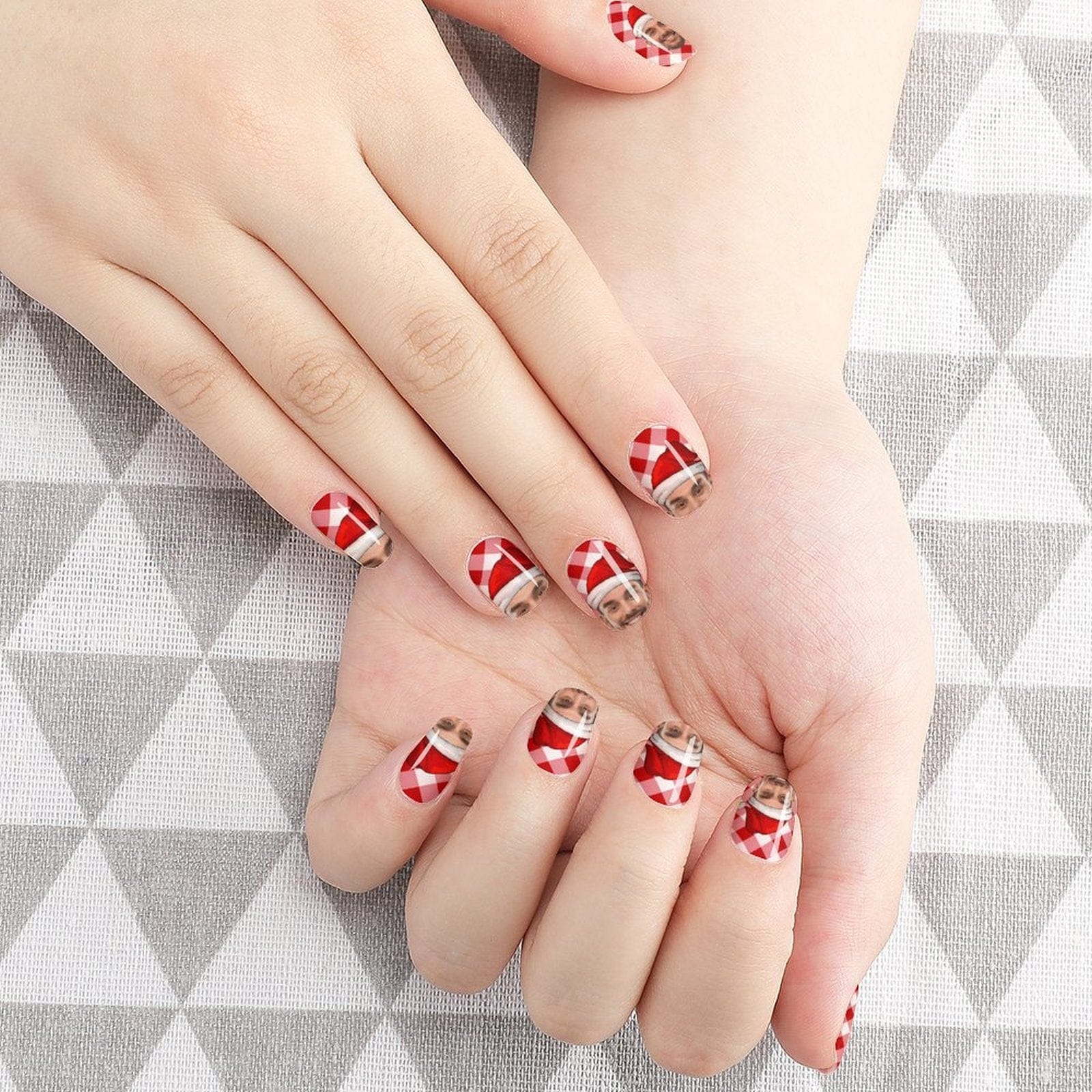 Custom Custom Face Christmas Hat Nail Stickers 5pcs Personalized Nail Stickers for Christmas - YesCustom