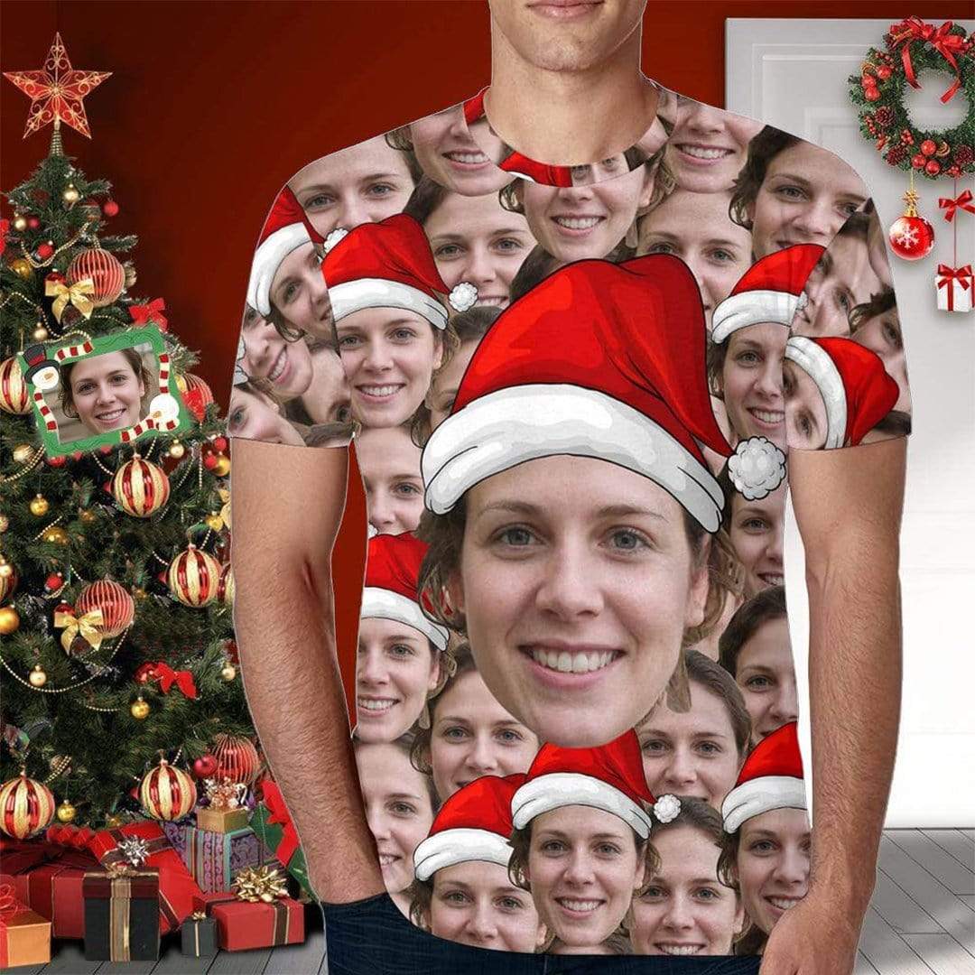 Custom Custom Face Christmas Hats Family Matching All Over Print T-shirt - YesCustom