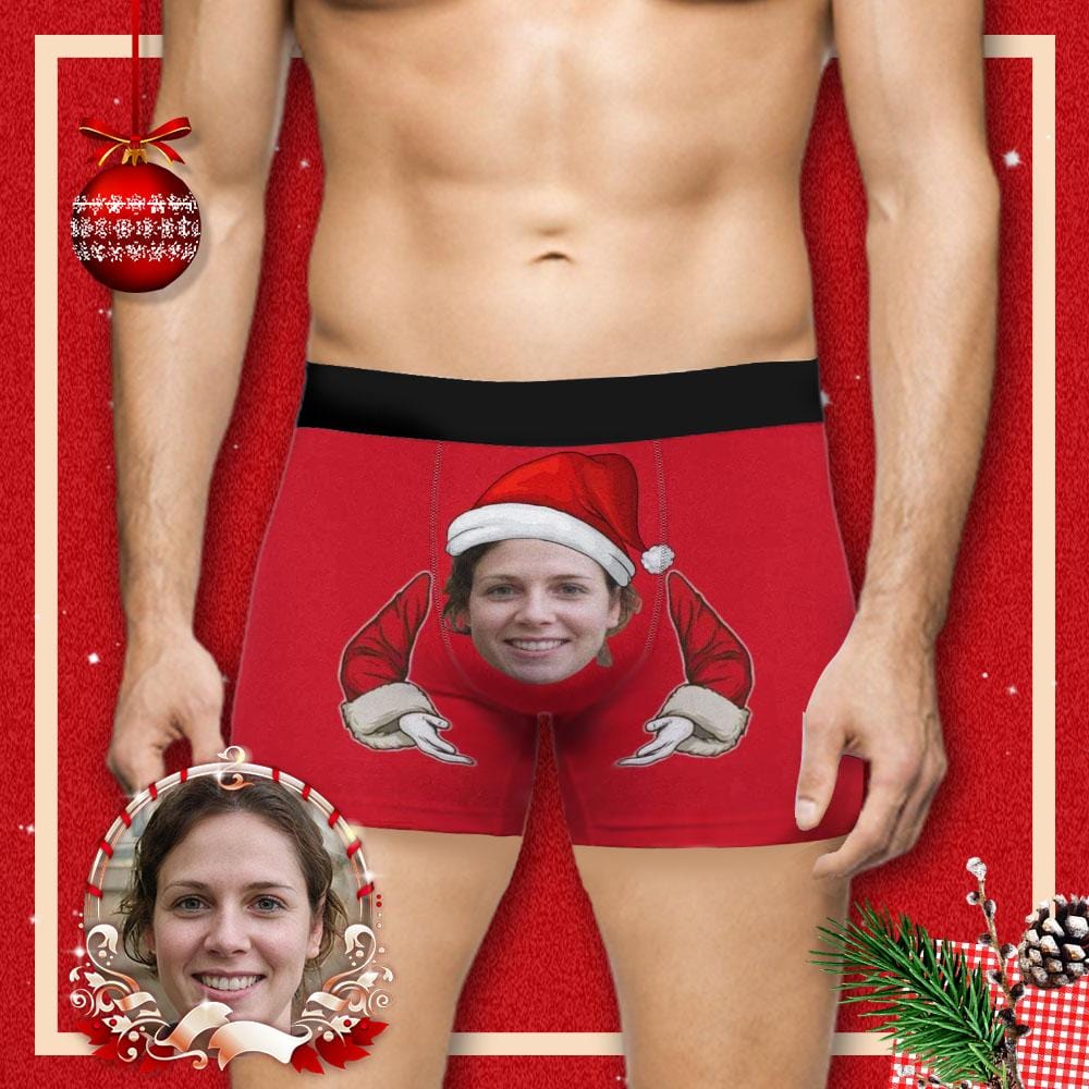 Custom Custom Face Christmas Hug Men's Boxer Briefs Made for You Custom Underwear Unique Shirt Gift - YesCustom