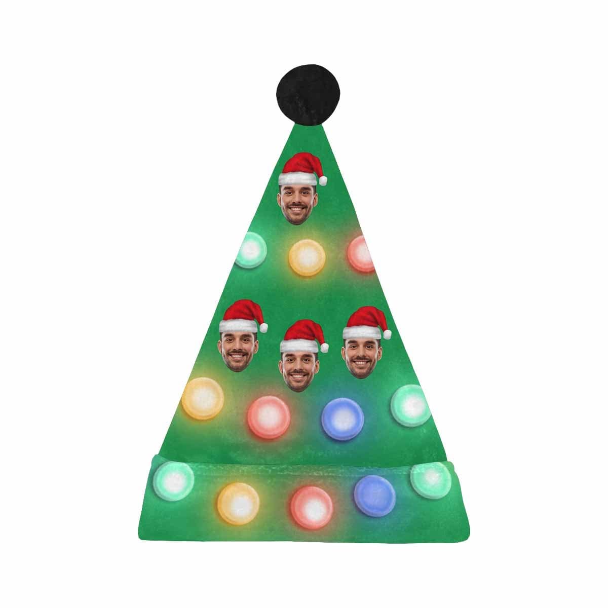 Custom Custom Face Christmas Light Santa Hat - YesCustom
