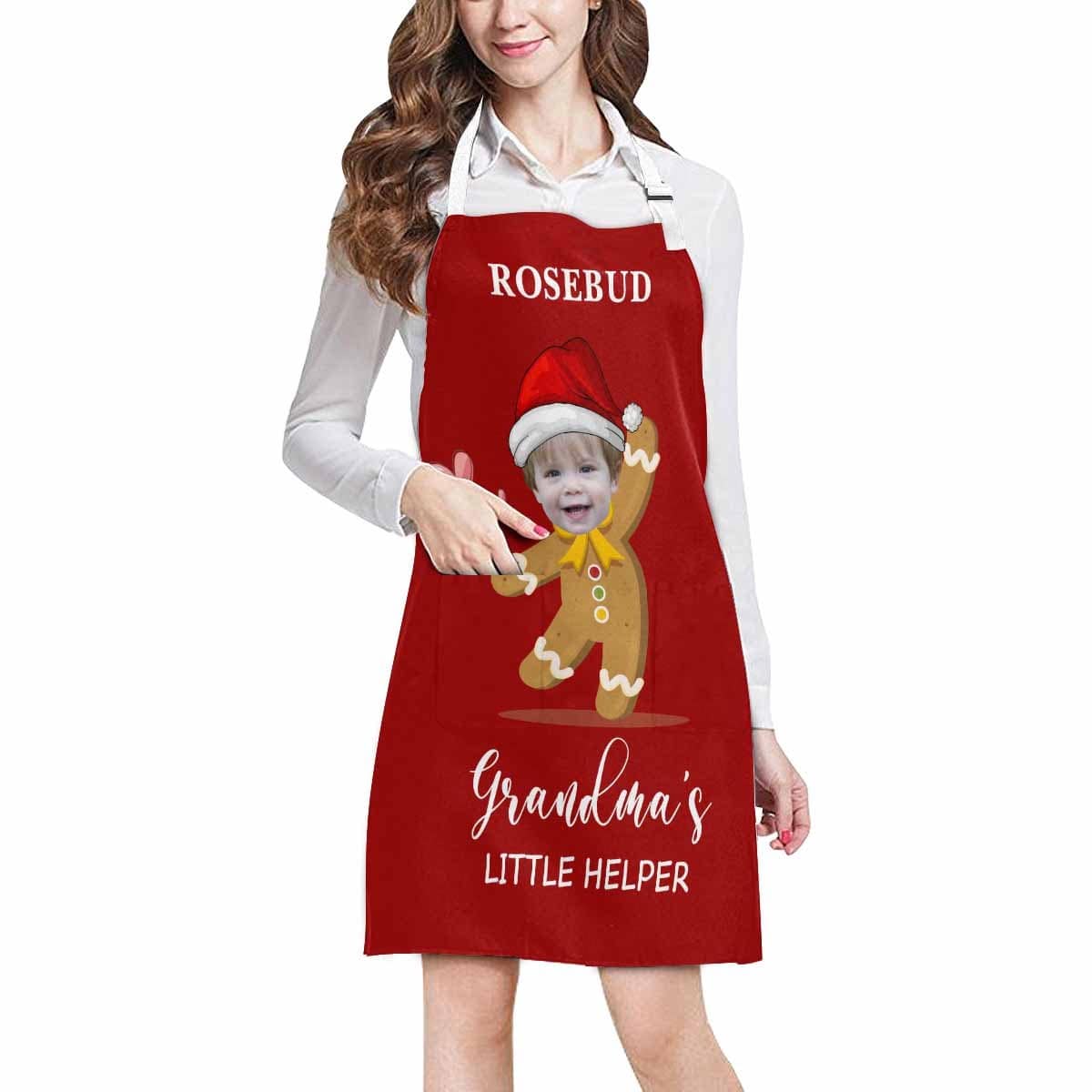 Custom Custom Face Christmas Little Helper All Over Print Adjustable Apron - YesCustom