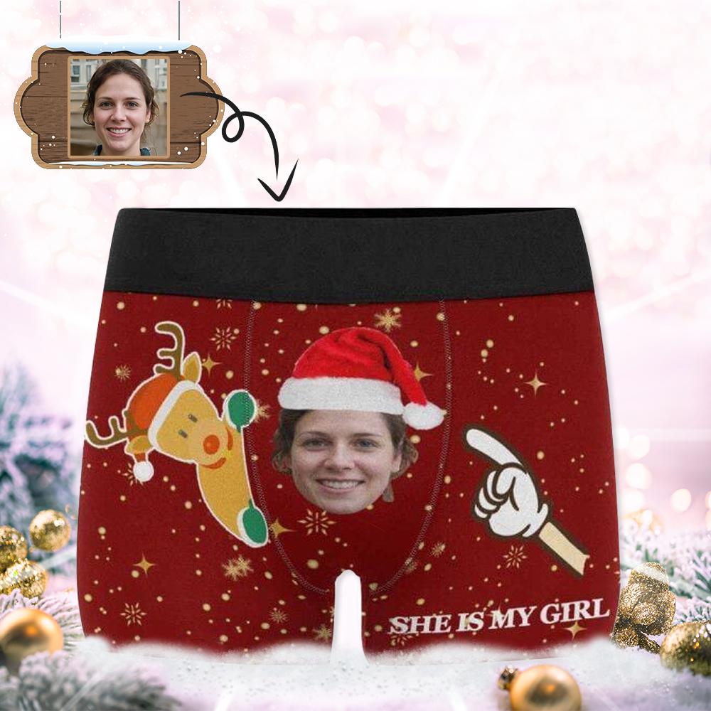 Custom Custom Face Christmas Men's Undies My Girl Men's All-Over Print Boxer Briefs Create Your Own Underwear for Him - YesCustom