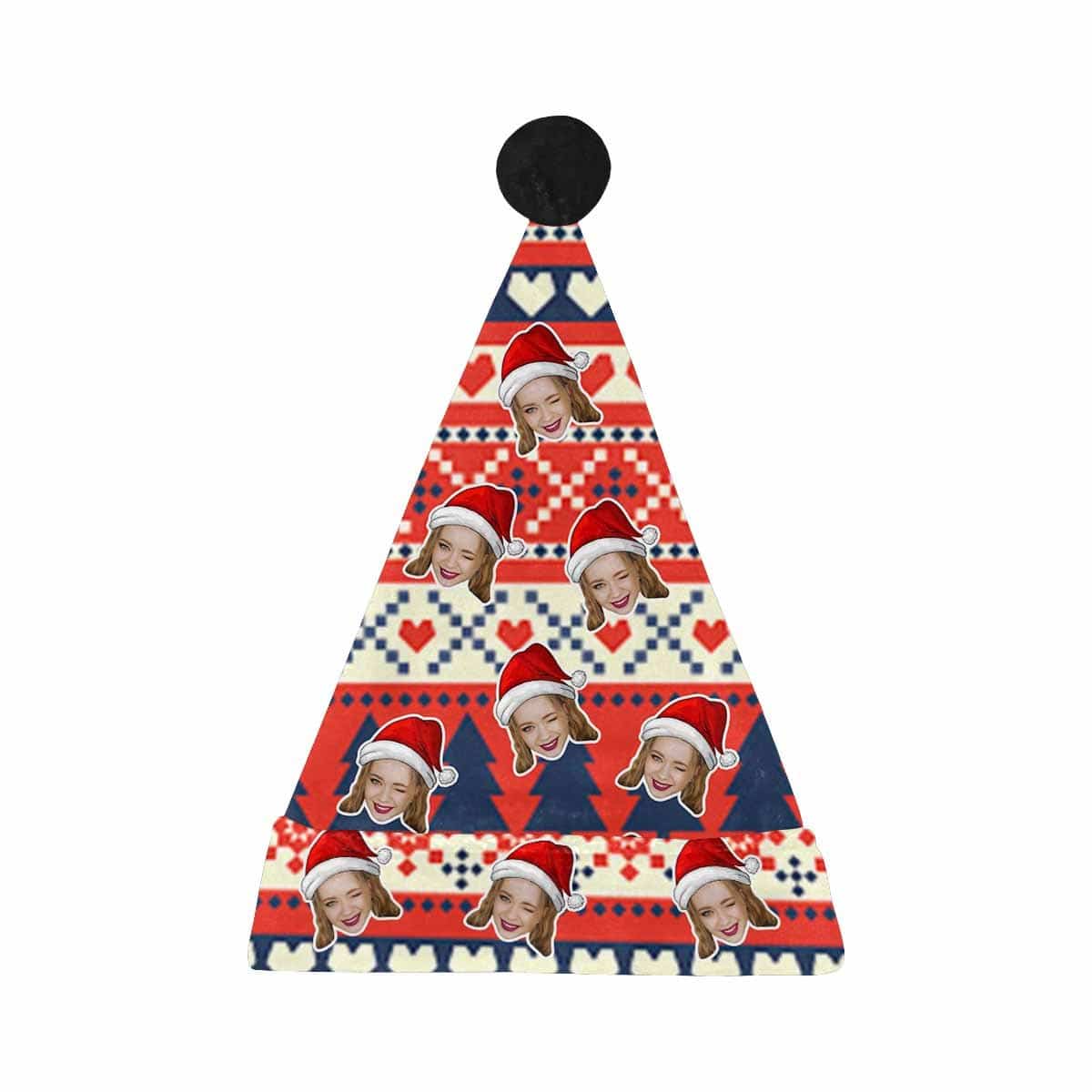 Custom Custom Face Christmas Pattern Santa Hat - YesCustom