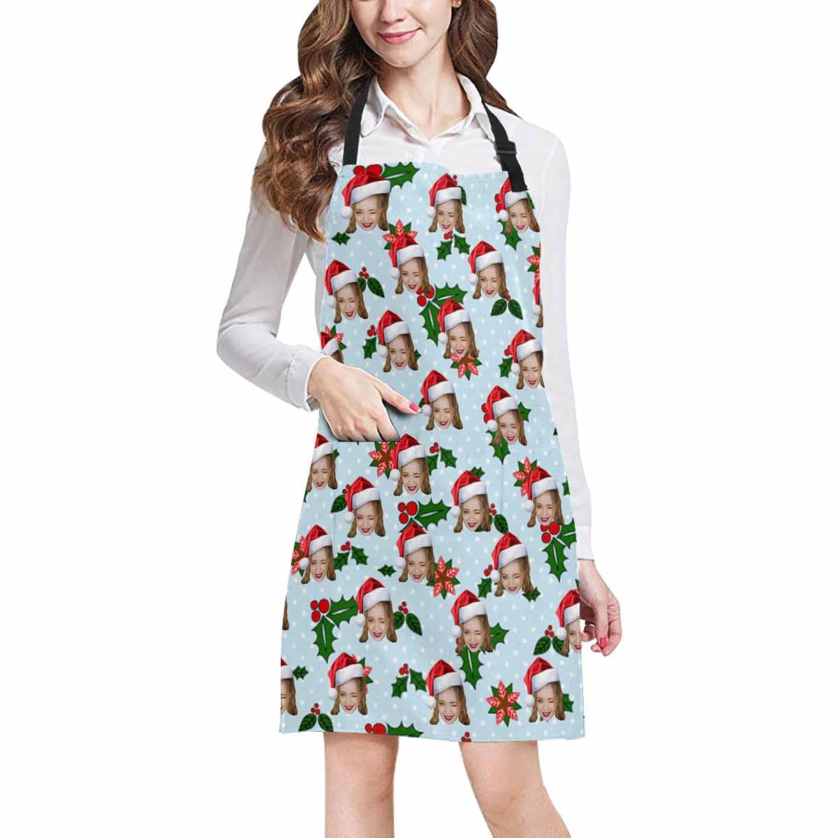 Custom Custom Face Christmas Pine Cones All Over Print Adjustable Apron - YesCustom