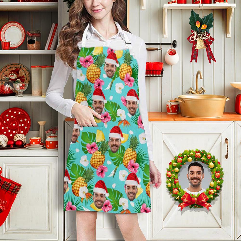 Custom Custom Face Christmas Pineapple All Over Print Adjustable Apron - YesCustom
