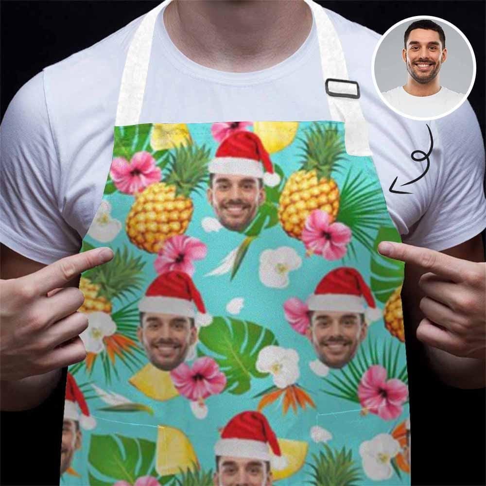 Custom Custom Face Christmas Pineapple All Over Print Adjustable Apron - YesCustom