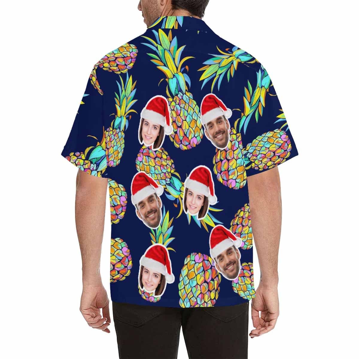 Custom Custom Face Christmas Pineapple Men's All Over Print Hawaiian Shirt - YesCustom