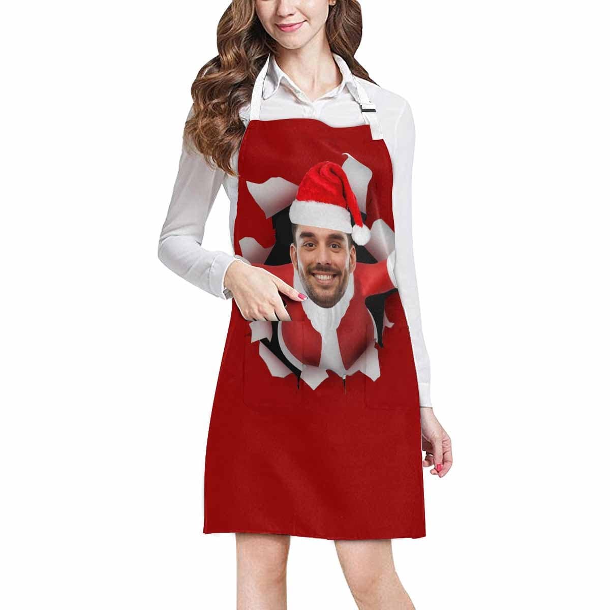 Custom Custom Face Christmas Santa Claus Hole All Over Print Adjustable Apron - YesCustom
