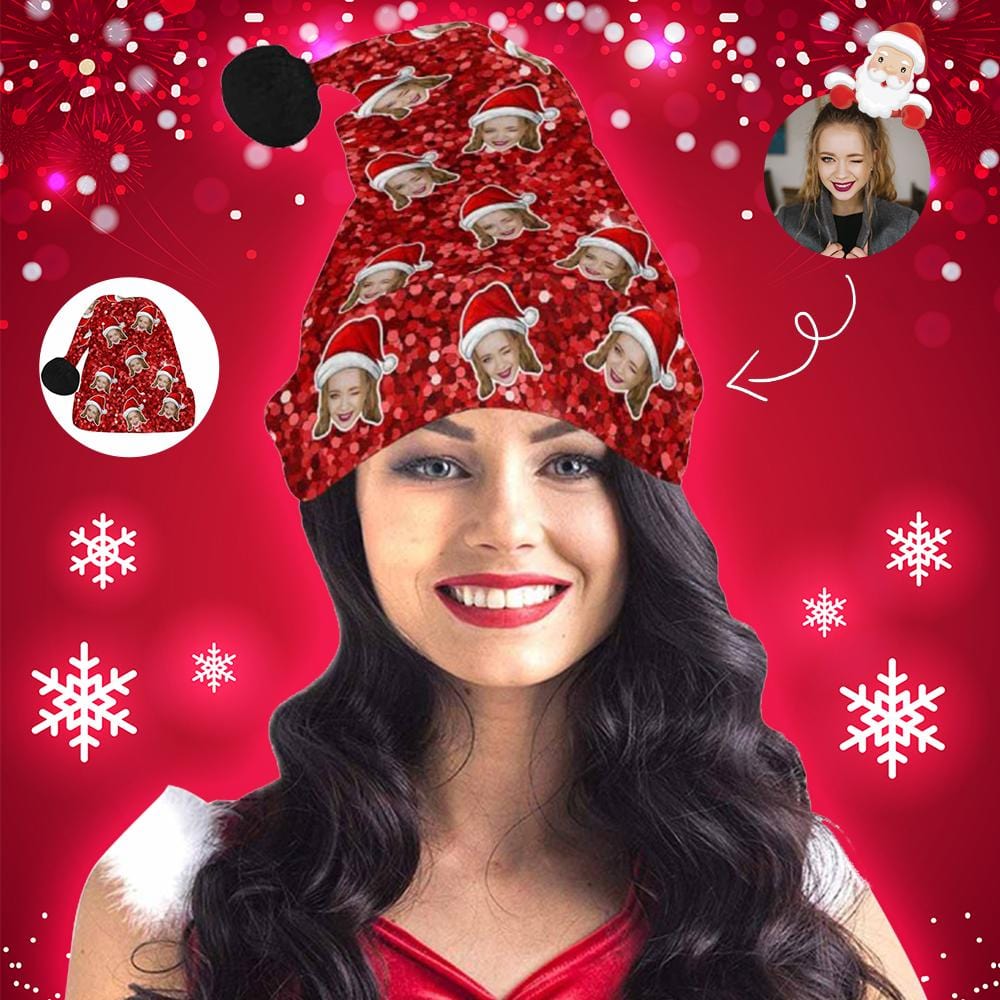 Custom Custom Face Christmas Shiny Santa Hat - YesCustom