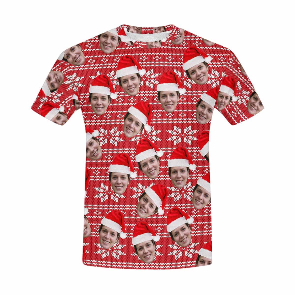 Custom Custom Face Christmas Shirt Personalized My Face on Men's All Over Print T-shirt for Boyfriend - YesCustom