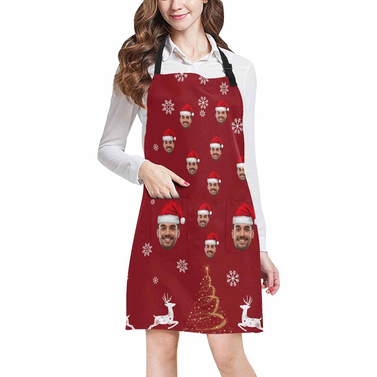Custom Custom Face Christmas Snowflake All Over Print Adjustable Apron - YesCustom