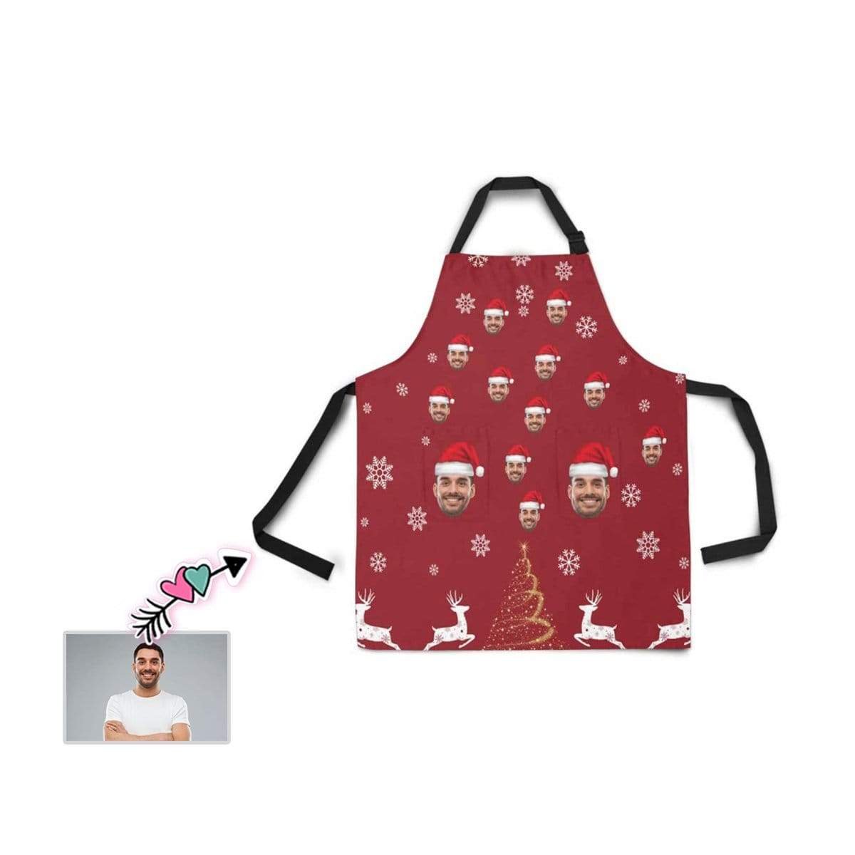 Custom Custom Face Christmas Snowflake All Over Print Adjustable Apron - YesCustom
