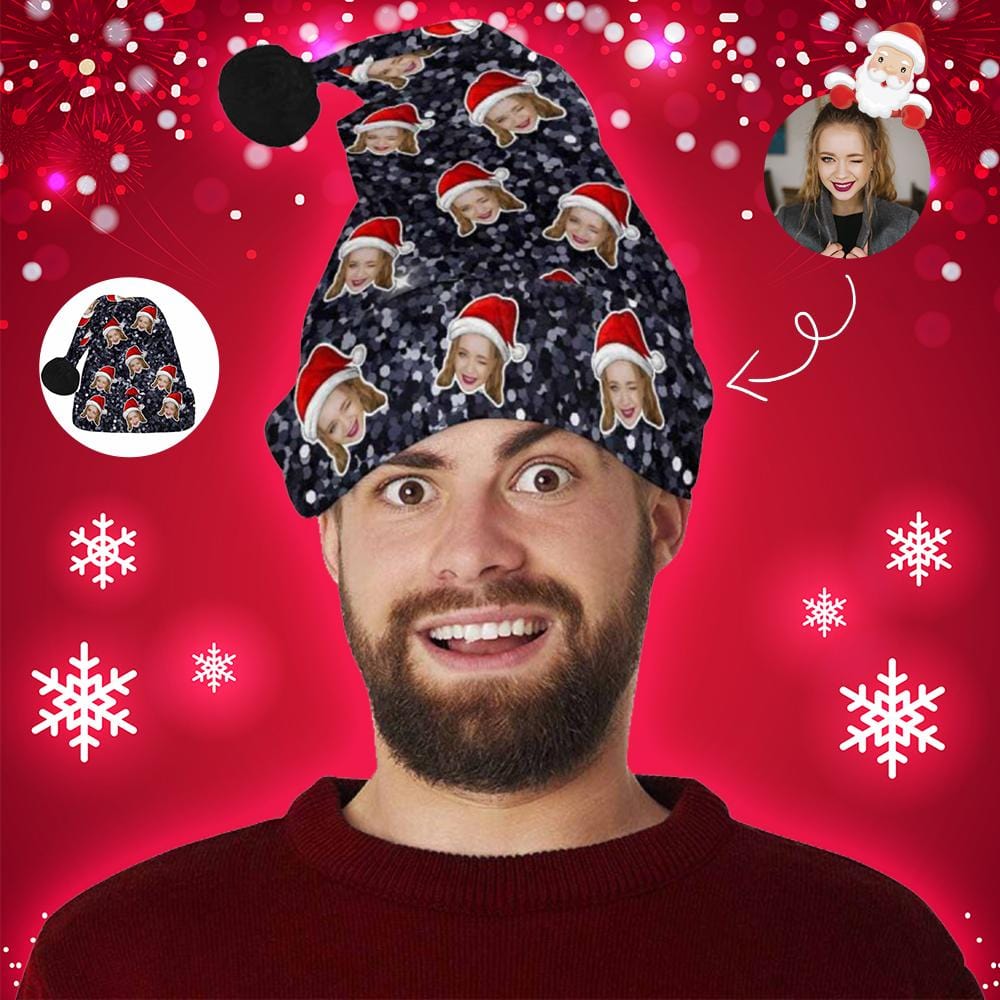 Custom Custom Face Christmas Snowflake Santa Hat - YesCustom