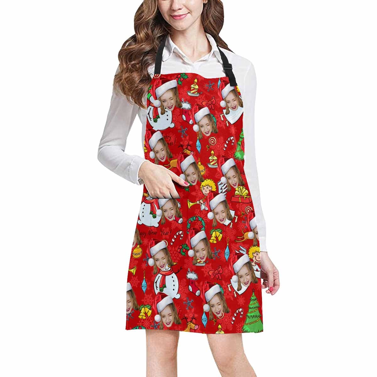 Custom Custom Face Christmas Snowman All Over Print Adjustable Apron - YesCustom