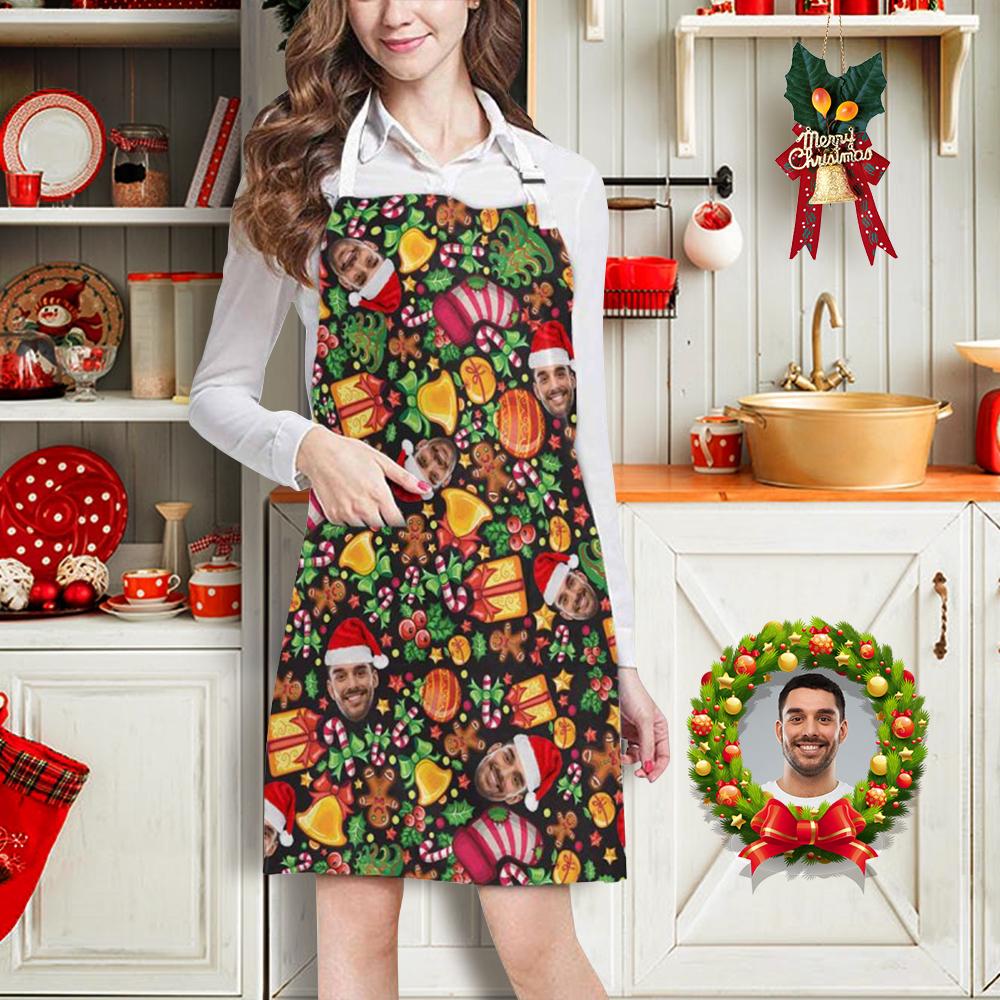 Custom Custom Face Christmas Stocking All Over Print Adjustable Apron - YesCustom