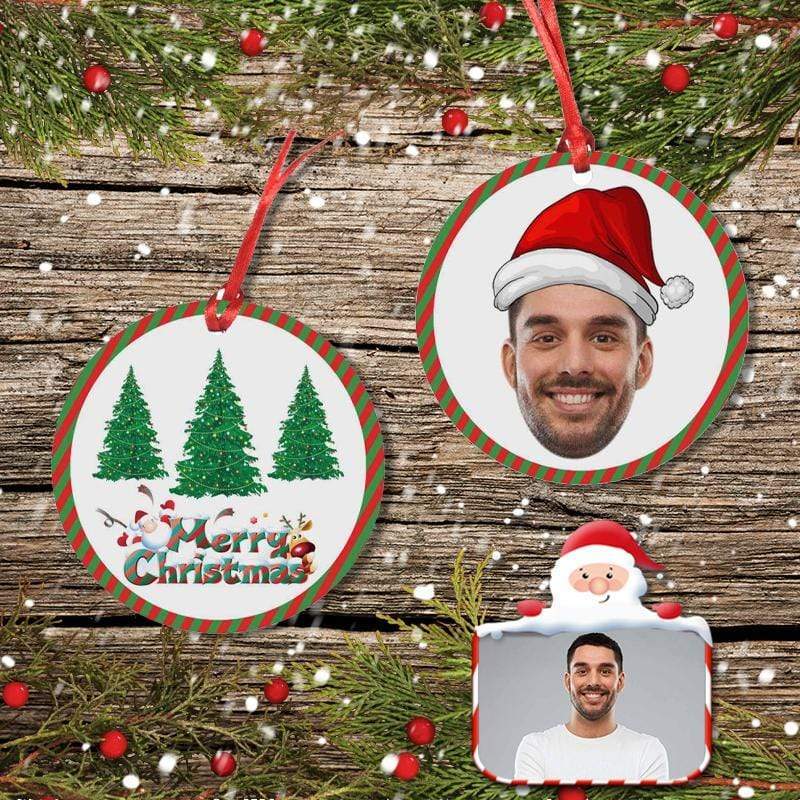 Custom Custom Face Christmas Tree Circle Ornament - YesCustom