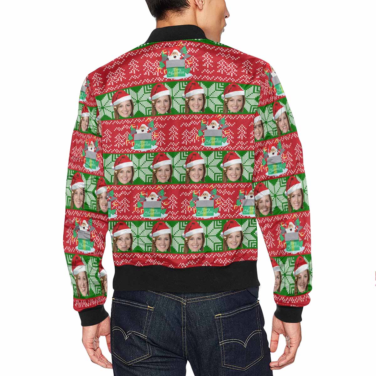 Custom Custom Face Christmas Tree Men's Jacket - YesCustom