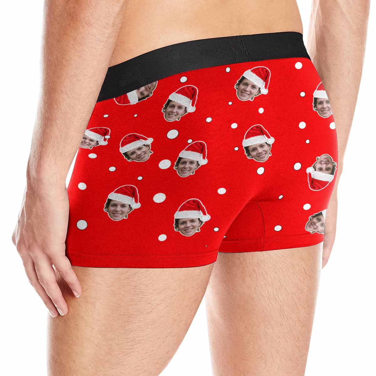 Custom Custom Face Christmas White Dot Men's All-Over Print Boxer Briefs Create Your Own Underwear for Him - YesCustom